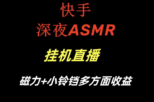《低价项目》快手深夜ASMR挂机直播磁力+小铃铛多方面收益-赵富贵副业